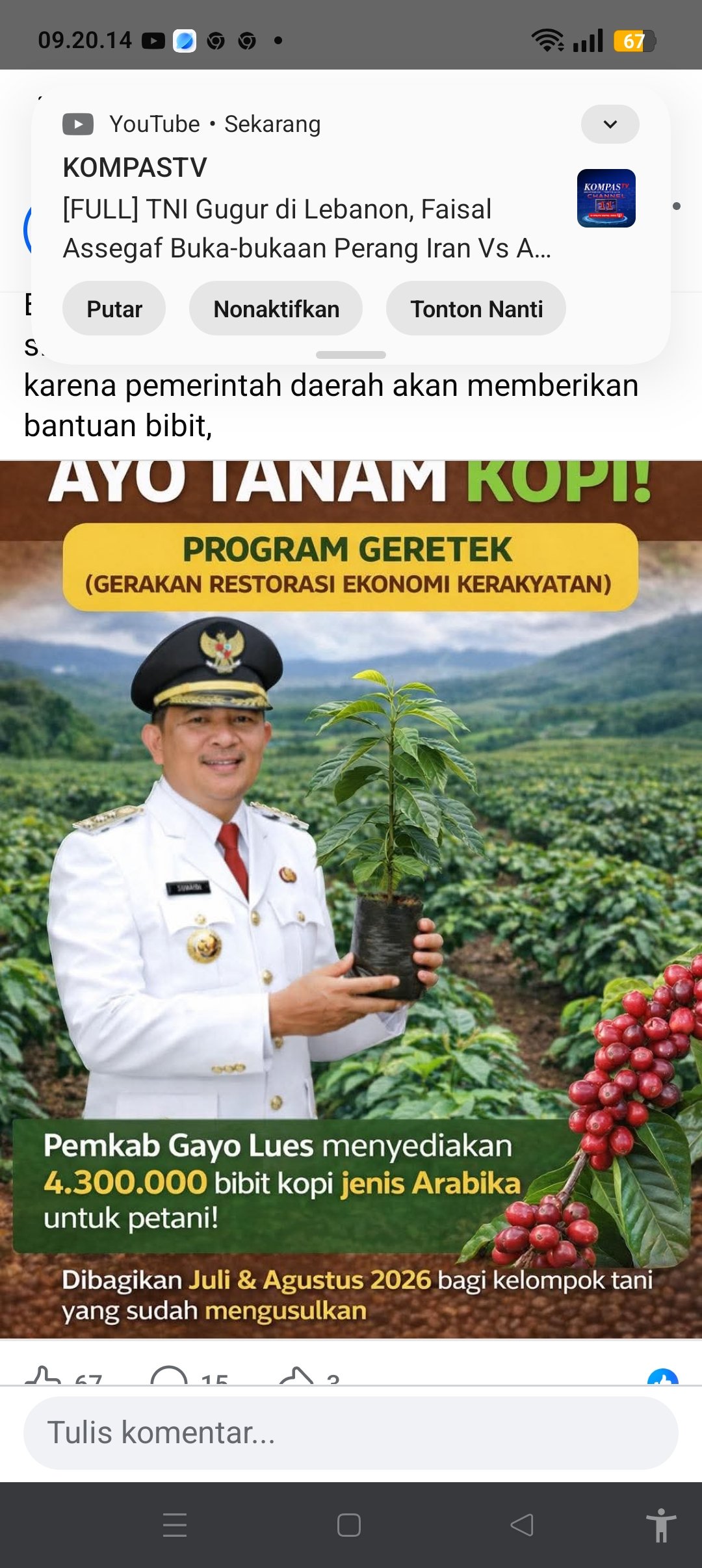 Pemkab Gayo Lues Sediakan Empat Juta Bibit Kopi Program Geretek, Ongkos Lubang Ikut Dibantu